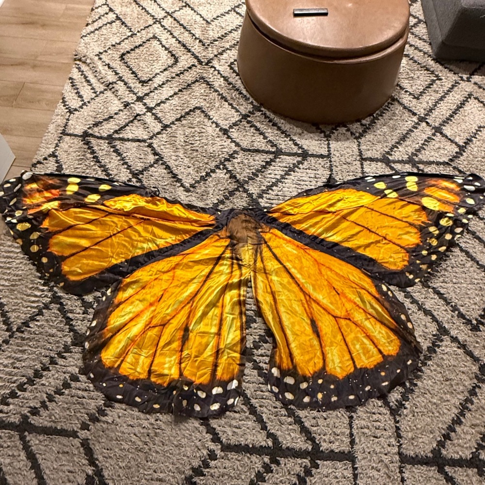 Monarch Butterfly Wings Costume Cape Orange Black Halloween Festival Accessory